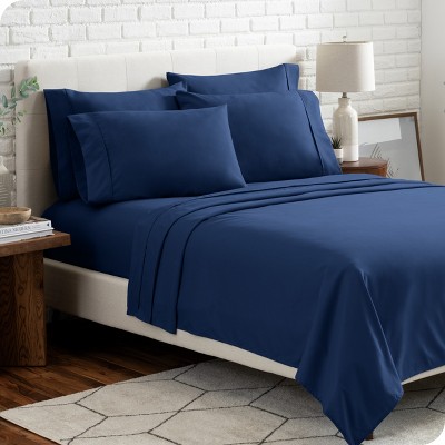 Twin XL Dark Blue Microfiber Deep Pocket Sheet Set