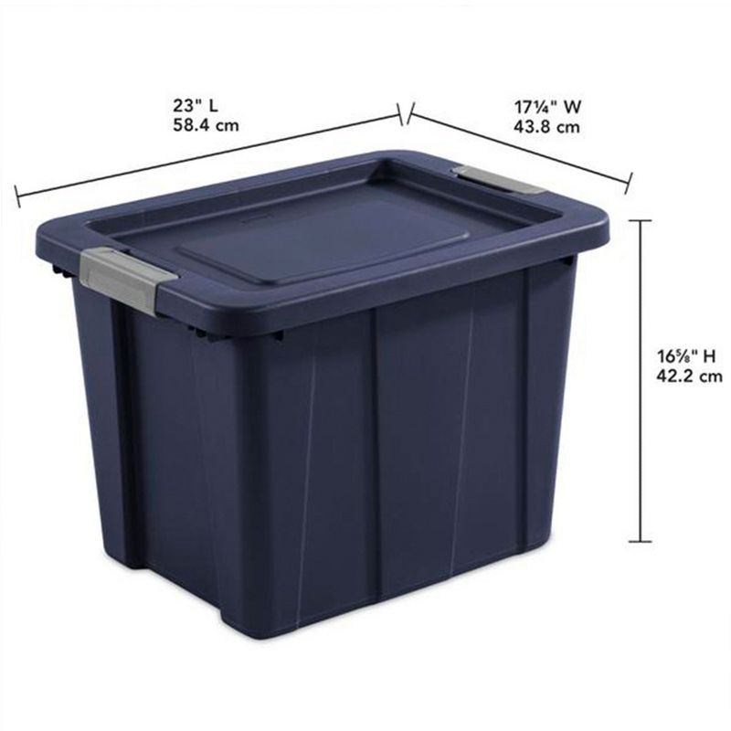 Sterilite Tuff1 18 Gallon Plastic Stackable Basement Garage Attic Storage Organizer Tote Container Bin with Latching Lid, Dark Indigo Blue (24 Pack), 5 of 7