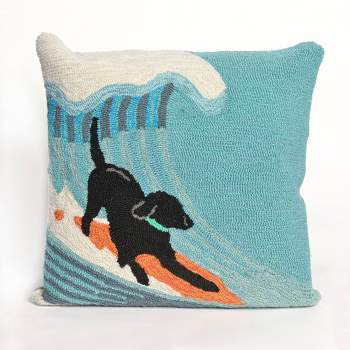 18"x18" Pool Side Surfing Indoor/Outdoor Square Throw Pillow Blue - Liora Manne