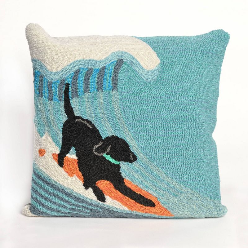 18&#34;x18&#34; Pool Side Surfing Indoor/Outdoor Square Throw Pillow Blue - Liora Manne, 1 of 7