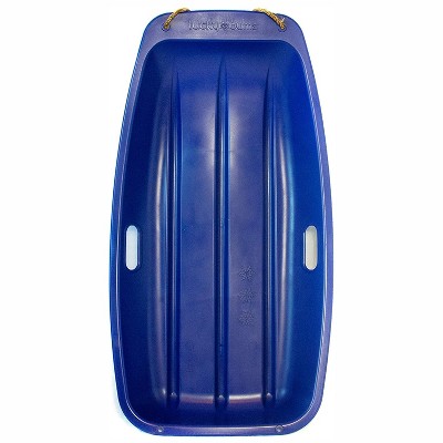 Lucky Bums Kids 35 Inch 1 Person Plastic Snow Toboggan Sled with Built in Handles and Pull Rope for Children Ages 8 and Up, Blue