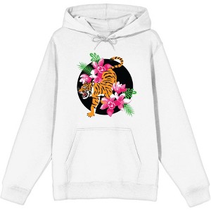 Natural World Tiger & Flowers Adult Long Sleeve Hoodie - 1 of 2