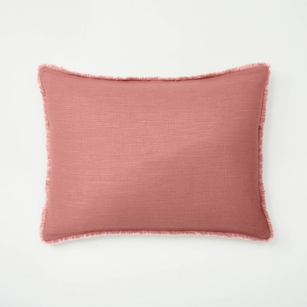 Photos - Pillowcase Standard Heavyweight Linen Blend Comforter Sham Rose - Casaluna™