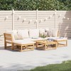vidaXL 7 Piece Patio Lounge Set with Cushions - Wooden Outdoor Garden Furniture, Solid Acacia Wood, Modular Design, Cream White Polyester Cushions - 2 of 4