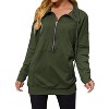 Nlife Women Merry Christmas Print Zipper Up Long Sleeve Kangaroo Pocket Sweatshirt Top Amy Green S - 3 of 4