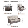 Buenhomino 4PCS PE Rattan Conversation Set with Outdoor Fire Table, Brown Wicker Swivel Patio Chairs with Sofa and Propane Fire Pit Table - 3 of 4