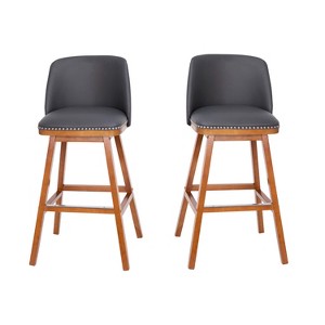 Flash Furniture Julia Set of 2 Transitional Upholstered Barstools with Nailhead Trim and Solid Wood Frames - 1 of 4