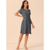 cheibear Women's Ruffle Round Neck Short Sleeve Loungewear Nightshirts - 3 of 4