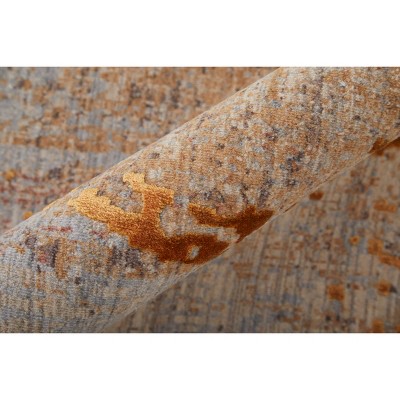Gray and Gold Rectangular Wool Blend Area Rug, 5' x 8'