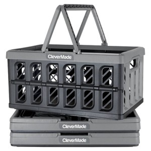 CleverMade Collapsible 3pk 24L 100% Recycled Shopping Basket Stone - 1 of 4