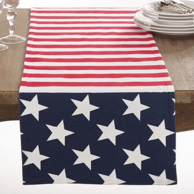 Patriotic Cotton American Flag Table Runner