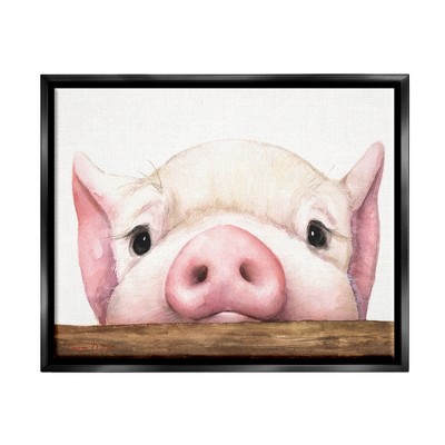 Stupell Sweet Pink Pig Resting Framed Canvas