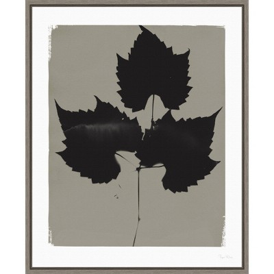 16" x 20" Nature by the Lake Leaves I Gray by Piper Rhue Framed Wall Canvas - Amanti Art