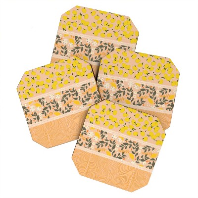 Iveta Abolina Benoite Blush Lemons Set of 4 Coasters - Deny Designs