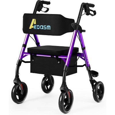 Lycvki Lightweight Foldable Rollator Walkers with Adjustable Handles and Seat Height for Seniors All-Terrain 8" Big Roller Wheels