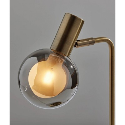 Antique Brass and Smoked Glass Retro Desk Lamp with LED