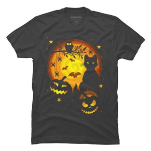 Men's Design By Humans Halloween Kitty By artizan16 T-Shirt - 1 of 4