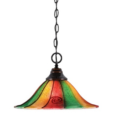 Toltec Lighting Any 1 - Light Pendant in  Black Copper with 14" Mardi Gras Shade