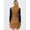 Allegra K Women's Faux Suede Turn Down Collar Tie Waist Sleeveless Button Mini Dress - 3 of 4