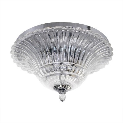 Elegant Blossom Chrome Glass 2-Light Flush Mount Ceiling Fixture
