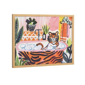 Kate & Laurel All Things Decor 16"x12" Gallery Bold Maximalist Tiger in Bubble Bath Print by The Creative Bunch Studio Gold - 1 of 4