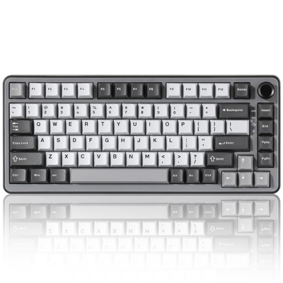 MaseiKar B75 PRO Wireless Mechanical Keyboard,75% Layout ,Hot Swap Gasket Custom Structure,RGB Backlit,BT/Type-C/2.4G(Cocoa Cream V2 Switch,Dark Grey)
