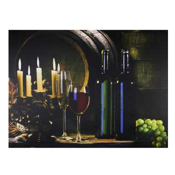 Northlight 15.75" LED Lighted Flickering Wine and Candles Canvas Wall Art