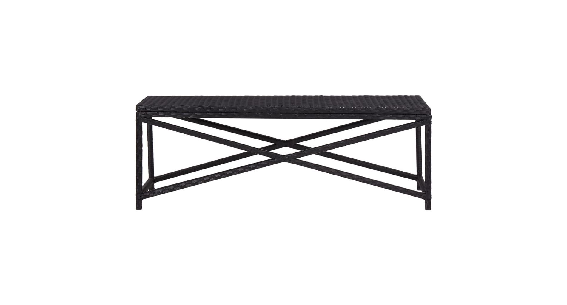 vidaXL Patio Bench 47.2" Poly Rattan Black Seating Balcony Lounge Seatinging
