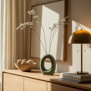 Modern Ceramic Vase - Contemporary Ceramic Flower Holder - Unique Home & Office Decor - Stylish Accent for Bedroom & Living Room - 1 of 4