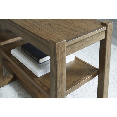 Light Brown Rectangular Wood Sofa Table with Storage