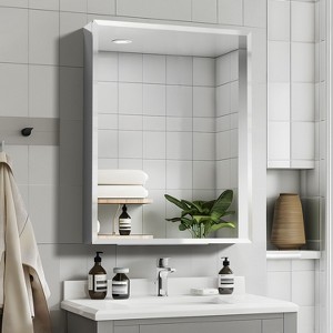 Iron Art Rounded Corner Rectangular Black Mirror Cabinet - 1 of 4