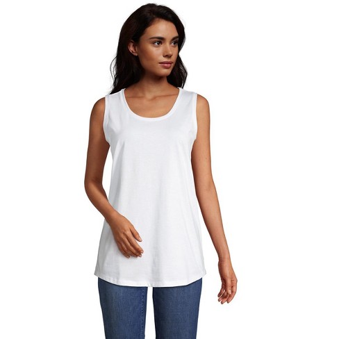 Lands' End Women's Tall Supima Cotton Scoop Neck Tunic Tank Top - Small  Tall - White