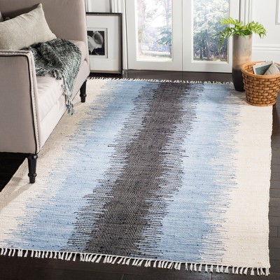 Montauk 3' x 5' Gray and Blue Handwoven Cotton Area Rug