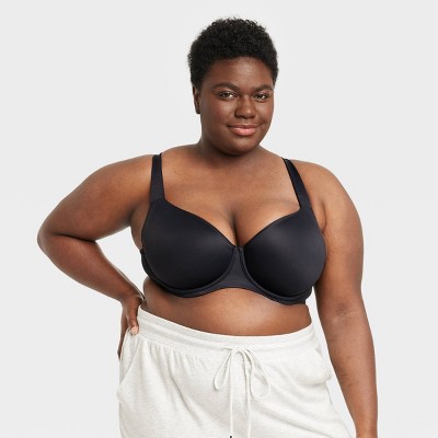 Auden Plus Size Lightly Lined Wirefree T-shirt Bra 46d Black Full