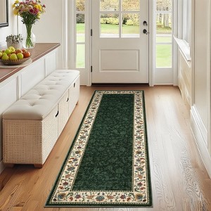 Washable Rugs for Bedroom Farmhouse Floral Floor Mats with Non-Slip Backing, Ultra-Soft Low Pile Living Room Carpet - 1 of 4