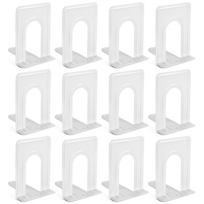 Juvale 12 Pack Metal Bookends for Shelves, Heavy Duty White Book Stoppers for Library, Living Room, or Office (5x6.6x 5.8 in)