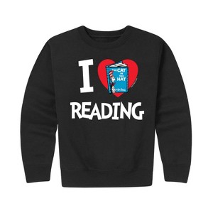 Boys' - Dr. Seuss - The Cat In The Hat Book Cover I Love Reading Graphic Long Sleeve Fleece Sweatshirt - 1 of 4