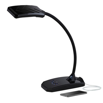 360 Lighting Ricky Modern Desk Lamp 13 3/4 High Black with USB Charging  Port LED Gooseneck Touch On Off Dimmer for Bedroom Bedside Office House Desk