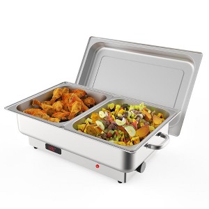 9QT Electric Chafing Dish Buffet Set, Stainless Steel Food Server with Temperature Control Display for Parties, Catering, and Festivals. - 1 of 4