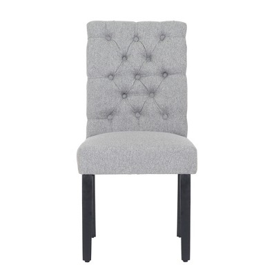Gray Linen Upholstered Button Tufted Dining Side Chair Set