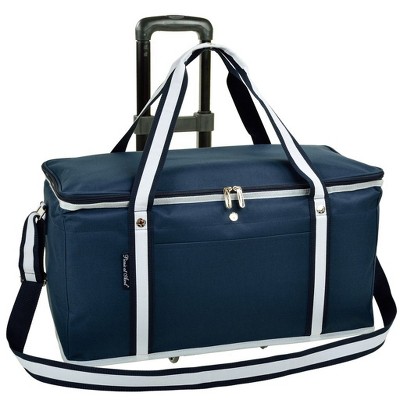 Navy Insulated Rolling Cooler Bag with Wheels, 22" Long
