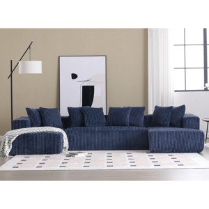 131'' Modular Sectional Couch, U-Shaped Sofa, Chaise Lounge, Striped Fabric, Upholstered 4 Seater Couch, Free Combination Sofa-Cuddlewood - 1 of 4