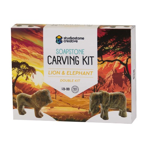 Studiostone Creative Elephant and Lion Soapstone Carving Kit