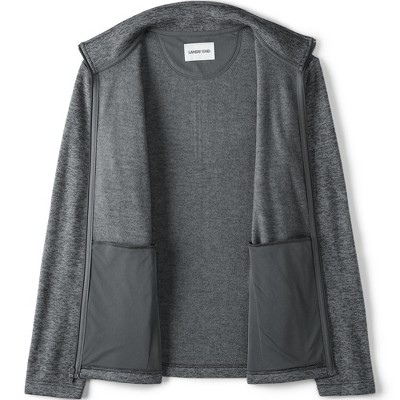 Lands' End Men's Sweater Fleece Zip Front Jacket - Small - Charcoal Heather — фото 3