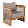 Acacia Wood Outdoor Club Chair with Curved Tub Design,Woven Rope Accents and Water-Resistant Cushions for Patio – The Pop Home - 4 of 4