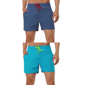 Lars Amadeus Men's Summer Solid Color Lightweight Elastic Waist Beach Swimming Trunks 2 Packs - 1 of 4