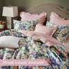 Sapphtopaz 8PCS Comforter Set Cotton Romantic Floral Print & Reversible Quilt Stripe Design Bedding Set with Euro Ruffle Pillow Sham - 4 of 4