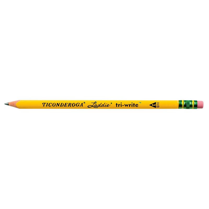 Ticonderoga Laddie TriWrite Triangular Pencils with Erasers, Yellow, Pack of 36, 4 of 5