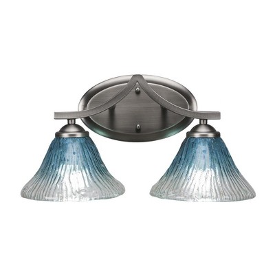 Toltec Lighting Zilo 2 - Light Vanity in  Graphite with 7" Teal Crystal Shade