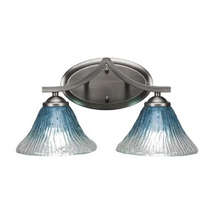 Toltec Lighting Zilo 2 - Light Vanity in  Graphite with 7" Teal Crystal Shade - 1 of 1